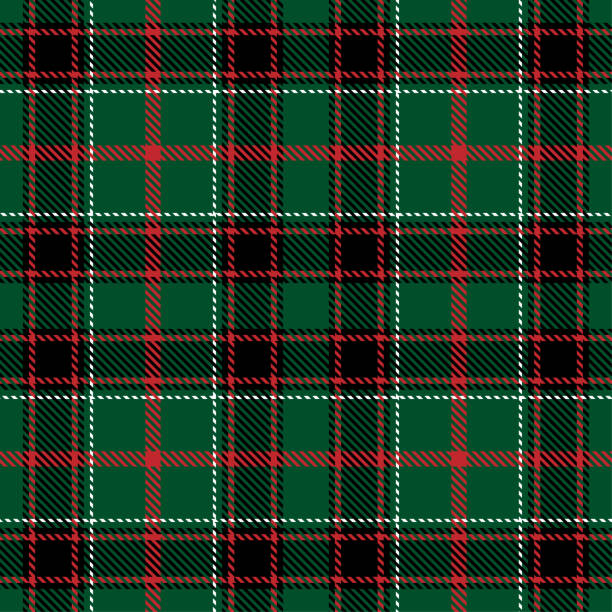 Tartan plaid seamless pattern black white red line fabric texture green background, Scottish cage , New year Christmas Decoration, Check design Vector illustration Tartan plaid seamless pattern black white red line fabric texture green background, Scottish cage , New year Christmas Decoration, Check design Vector illustration buffalo check stock illustrations