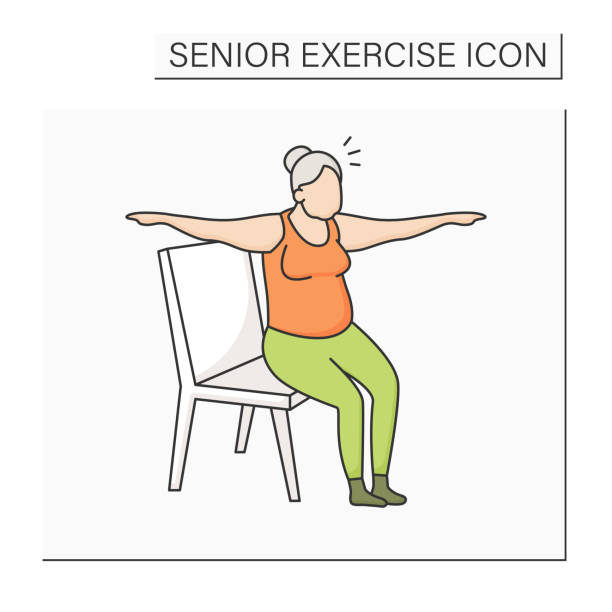 30+ Chair Yoga Elderly Stock Illustrations, Royalty-Free Vector