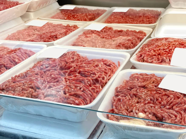 istock Ground beef im market display 1341465434