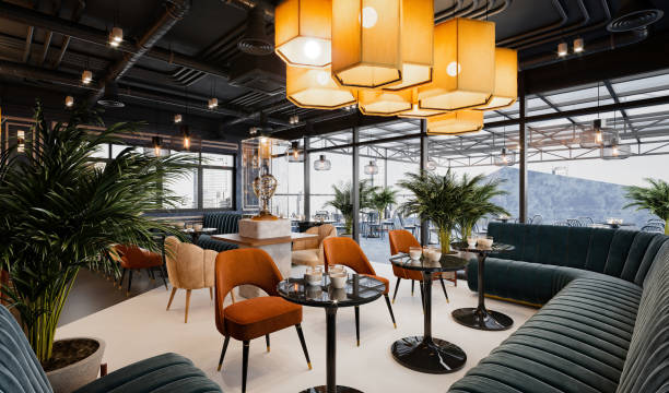 istock 3d render of cafe restaurant interior 1341466917