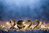 New Year 2022 Christmas Background - Gold Blue Party Celebration