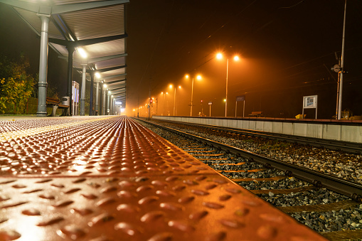 Empty platforms at the railway station