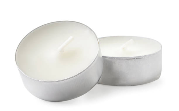istock Small round candles on a white background. Isolated 1341471953