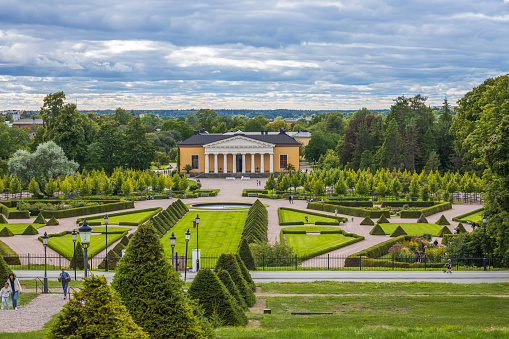 Sweden. Uppsala. 09.15.2021. Beautiful view of the building of the old botanical garden located in the city downtown.