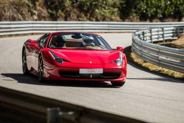 red ferrari 458 italia in caramulo motorfestival 2021 - porsche foto e immagini stock