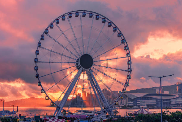 istock Sunset with Ferris Wheel in Hong Kong 1341484715