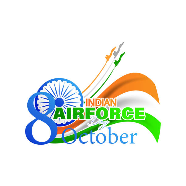 Indian Air Force Day. 8 October. Vector Illustration of Indian Air Force Day observed on October 8. Banner with fighter planes flying in 3 direction Indian Air Force Day stock illustrations