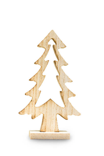 istock Wooden Christmas treei solated on white background. 1341488215