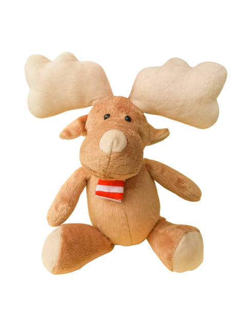 Cute reindeer stuffed toy isolated on white