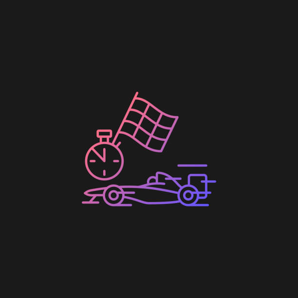 Formula racing gradient vector icon for dark theme Formula racing gradient vector icon for dark theme. Driving single-seater car. Highest class auto racing. Motor sport. Thin line color symbol. Modern style pictogram. Vector isolated outline drawing sports car outline drawing stock illustrations
