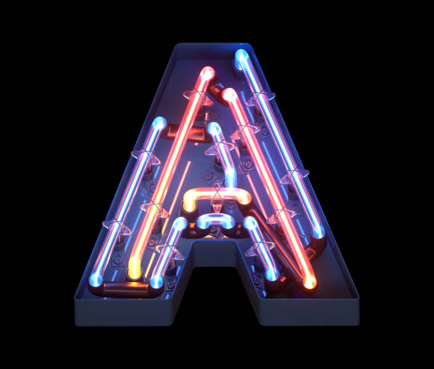 istock Neon in metal casing font. 1341501770