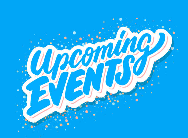 Upcoming events. Vector lettering. Upcoming events. Vector lettering. Vector hand drawn illustration. upcoming events stock illustrations