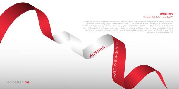 Waving red and white ribbon with Austria Independence day text design Waving red and white ribbon with Austria Independence day text design. Good template for Austria Independence day or National day design. solidarity labor union stock illustrations