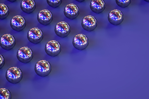 3d rendering of Disco Ball Neon Lighting Party Background.