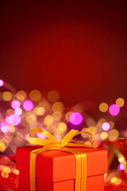 istock Merry Christmas !!! Christmas present, lights and ornaments with space for copy 1341521876