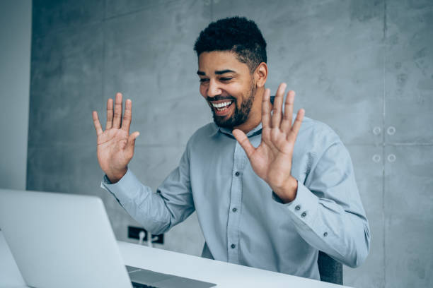 istock Businessman having video call in the office. 1341523395