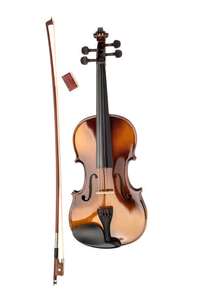 istock Top view of a violin, bow and rosin on a white background. 1341523735