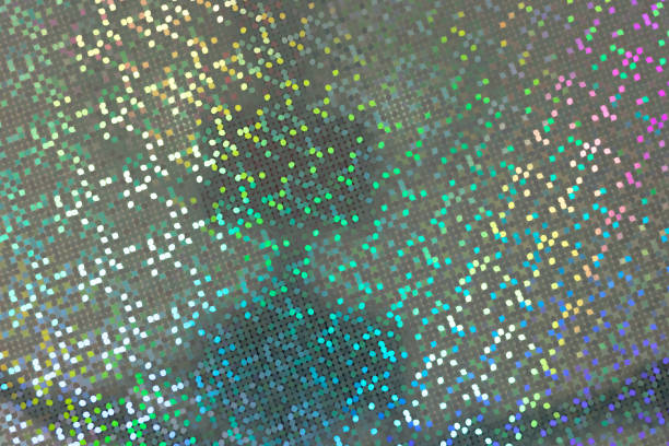 colorido efecto de punto holográfico de arco iris, fondo mágico de textura de fiesta disco - holiday paper spotted close up fotografías e imágenes de stock