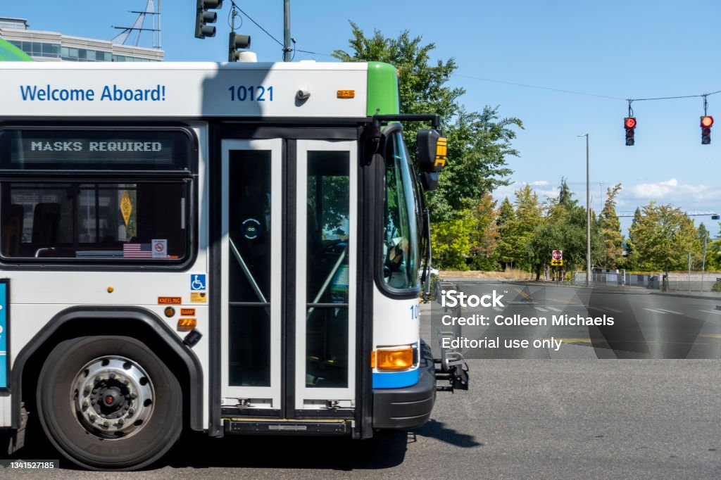 Street View Of A Pierce Transit Metro Bus Making Its Route Downtown ...
