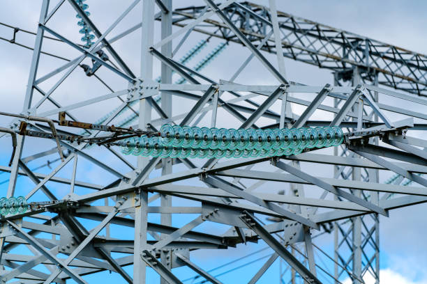 istock Power electricity transmission line. High voltage electrical construction. 1341527434