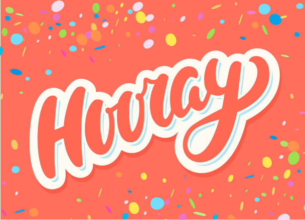 hurra. vektor-schriftzug-banner. - hochgefühl stock-grafiken, -clipart, -cartoons und -symbole