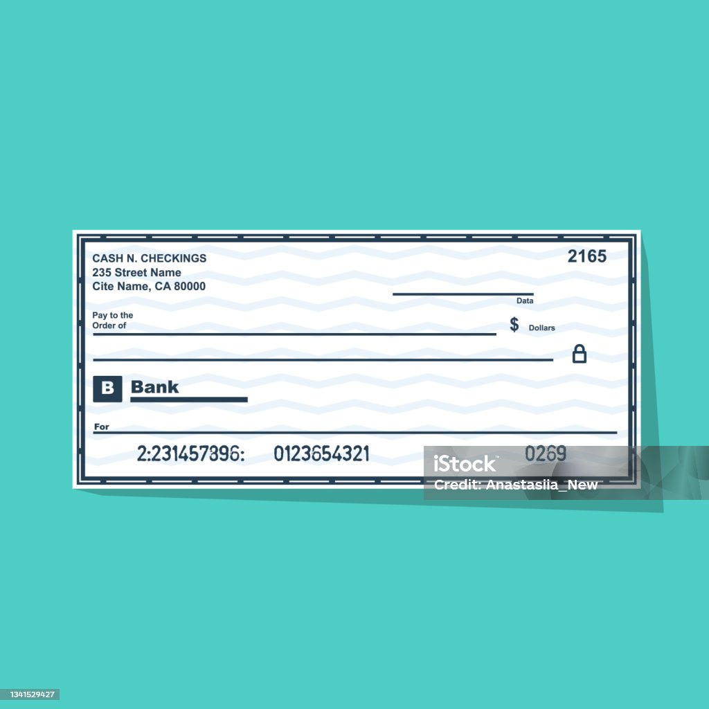 Random Bank Check Bank Check Isolated On Background Vector Illustration Flat Design Stock ...