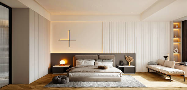 istock 3d render of luxury hotel suite room, bedroom 1341535263