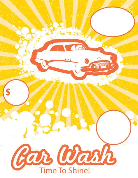 Vector illustration of Retro Style Car Wash Ad