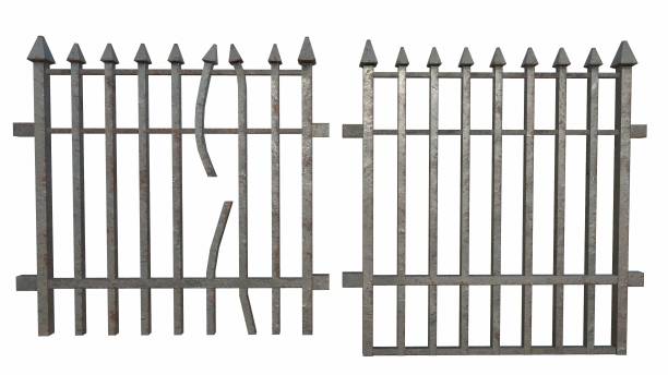 istock old iron fence on a white background 3-rendering 1341536789