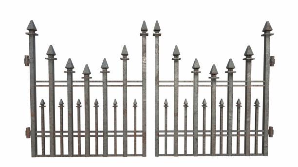istock old iron fence on a white background 3-rendering 1341536810