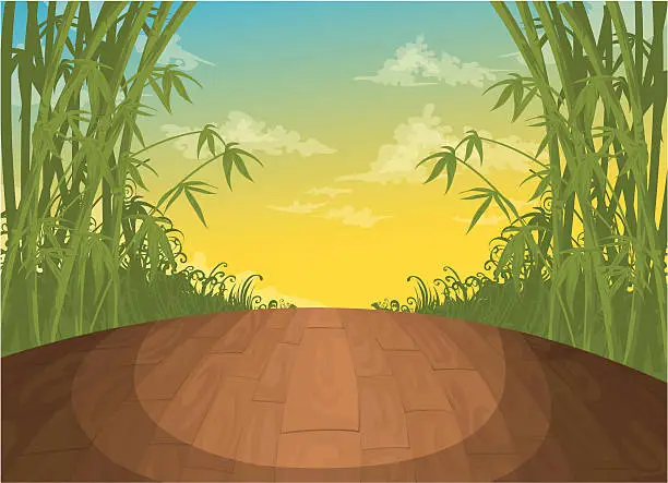 Vector illustration of Bamboo garden