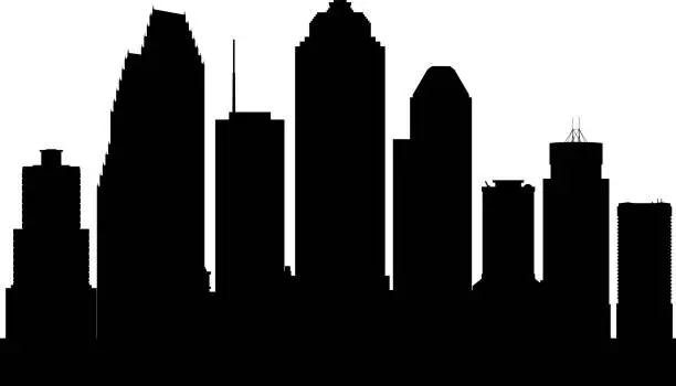 Vector illustration of Houston (All Buildings Are Complete and Moveable)