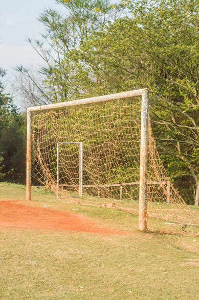 istock soccer field crossbar, soccer net and copy space, daylight 1341541442