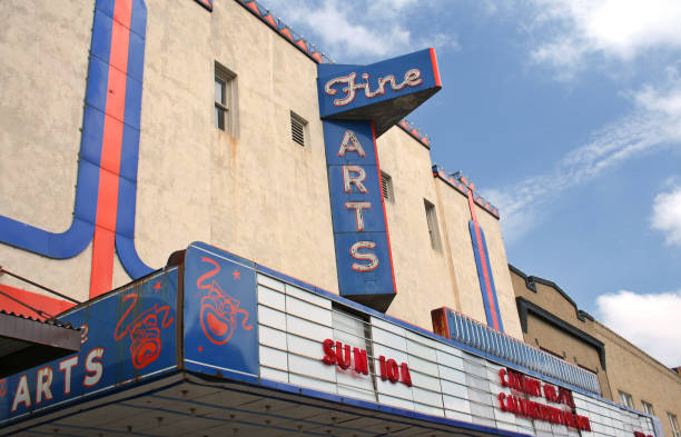 Denton, TX: Historic Theater located in downtown Denton, Texas stock photo