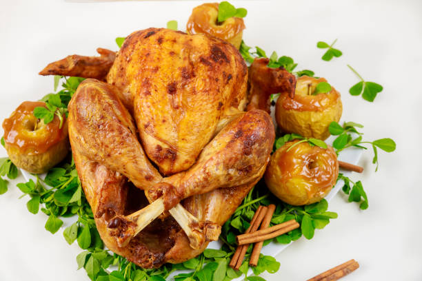 istock Roasted whole turkey for Thanksgiving Day on white background. 1341541707