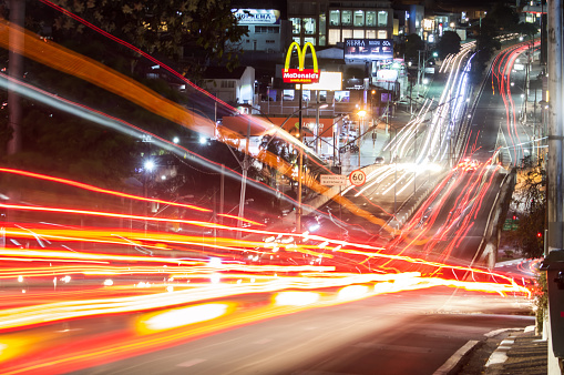 campinas-sp,brasil-september 16,2021 moraes salles avenue at night with mc donalds sign