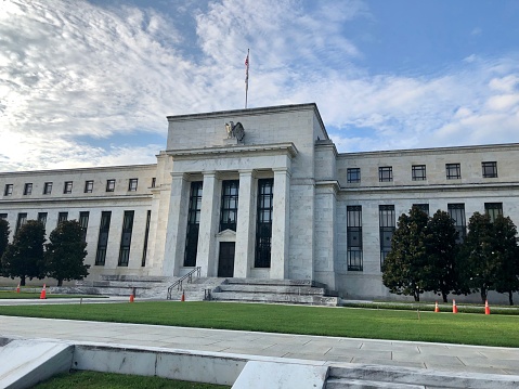 Washington D.C., District of Columbia, United States - September 19 2021: The Federal Reserve Bank headquarters building in Washington.