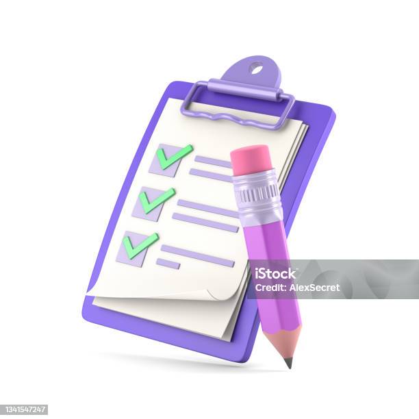 Clipboard With Green Check Marks Isolated On White Background Stock Photo - Download Image Now