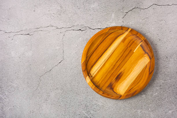 istock Empty plate on the slate table. Top view of the image. 1341547618