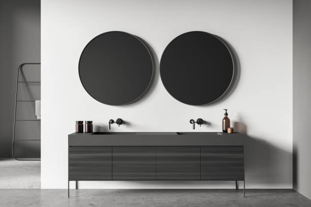 istock Accent trends of white and grey shower room 1341547748