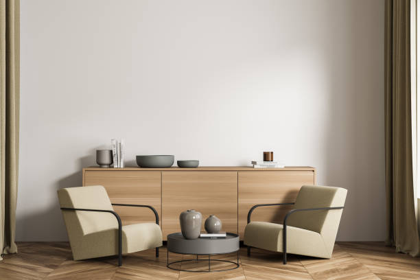 istock Bright living room interior with two comfortable armchair 1341550243