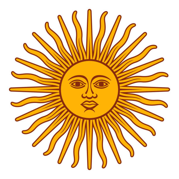 Argentine Republic Sun of May Flag Symbol The Sun of May symbol seen on the flag of the Argentine Republic. File is built in the CMYK color space for optimal printing, and can easily be converted to RGB without any color shifts. argentinian flag stock illustrations