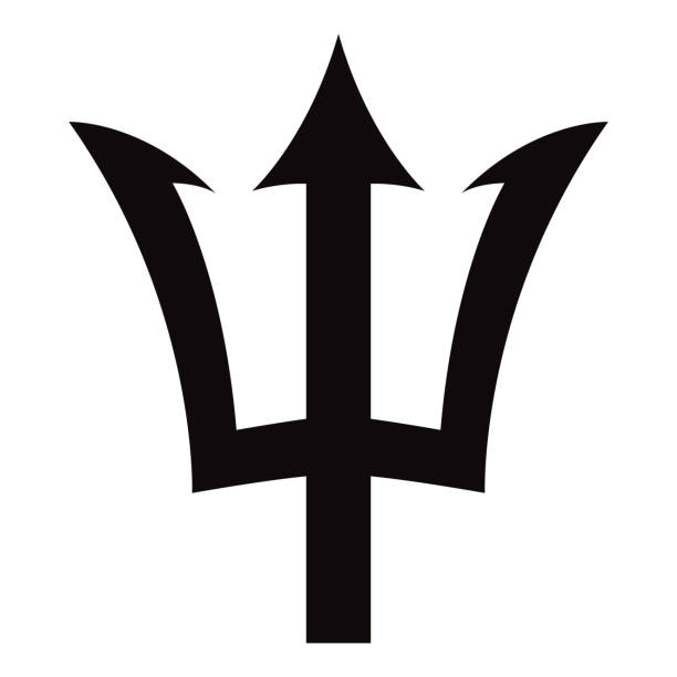 символ барбадос трезубент - roman god stock illustrations