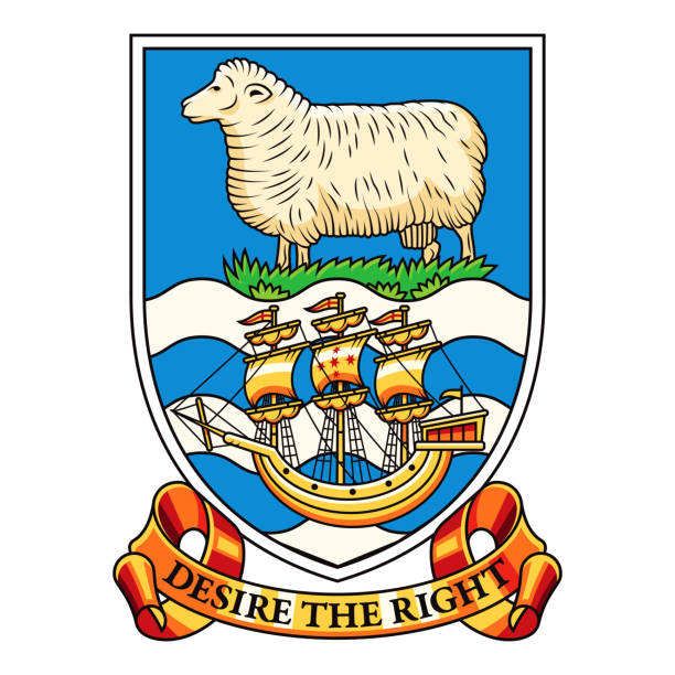 The Coat of Arms of the Falkland Islands. File is built in the CMYK color space for optimal printing, and can easily be converted to RGB without any color shifts.