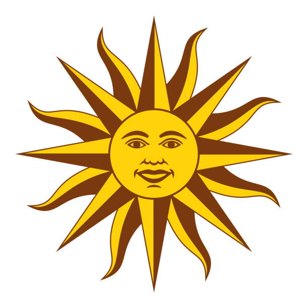 orientalische republik uruguay symbol der sonne des mai - oriental republic of uraguay stock-grafiken, -clipart, -cartoons und -symbole