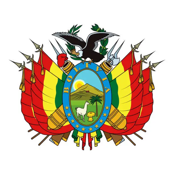 Vector illustration of Plurinational State of Bolivia Coat of Arms