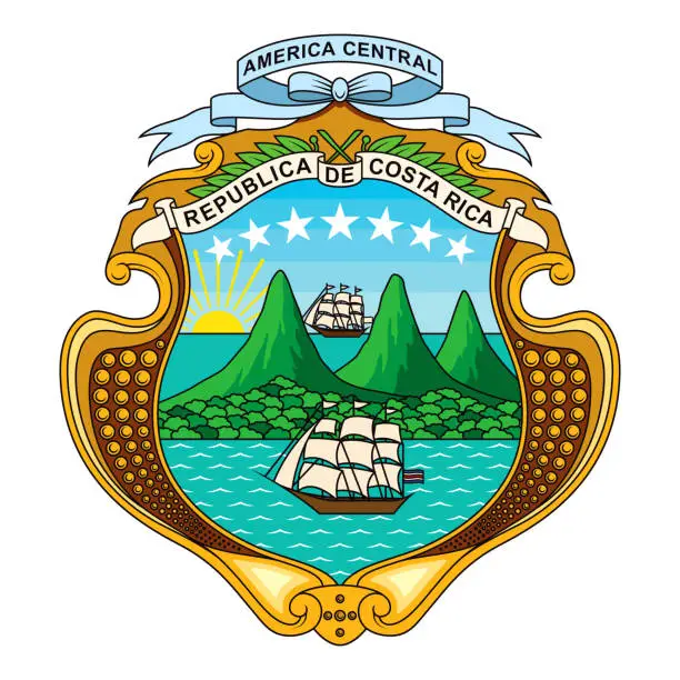 Vector illustration of Republic of Costa Rica Coat of Arms