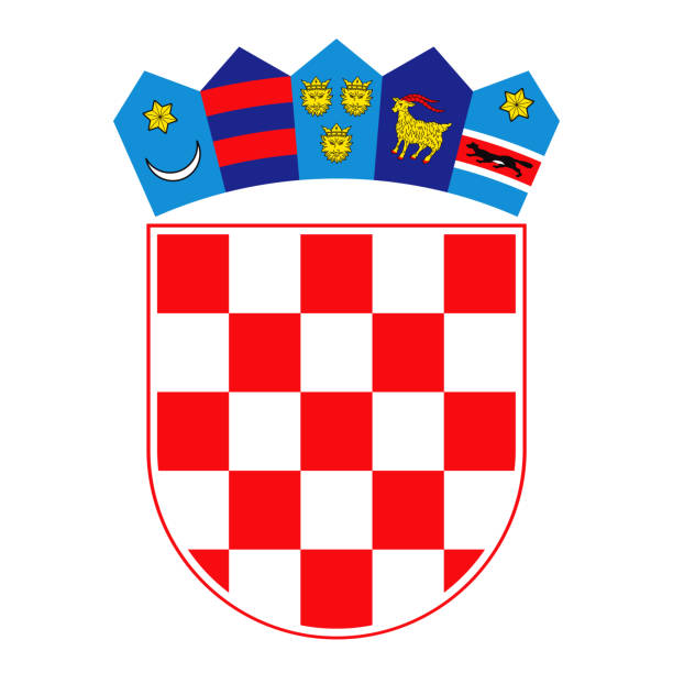 illustrazioni stock, clip art, cartoni animati e icone di tendenza di repubblica di croazia stemma - croatian flag