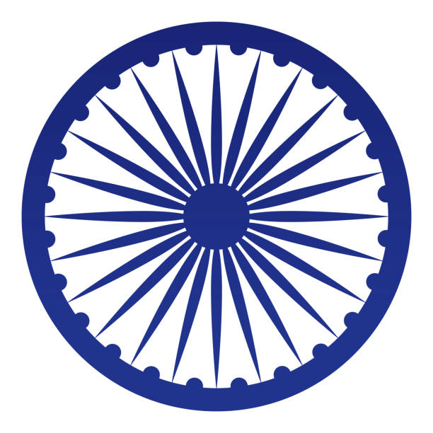 ilustraciones, imágenes clip art, dibujos animados e iconos de stock de república de la india ashoka chakra símbolo - indian flag flag india indian culture