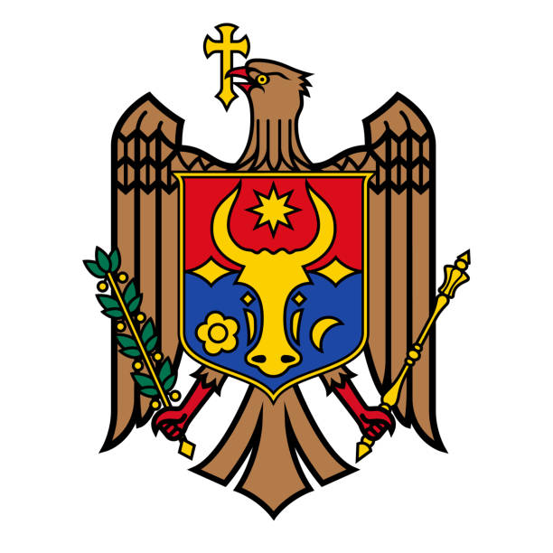 Republic of Moldova Coat of Arms The Coat of Arms of the Republic of Moldova. File is built in the CMYK color space for optimal printing, and can easily be converted to RGB without any color shifts. moldovan flag stock illustrations